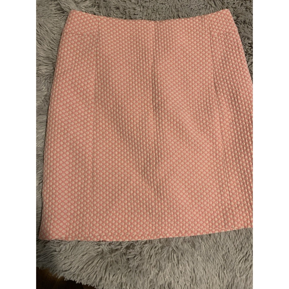 Ann Taylor LOFT Candy Dot Jacquard Polka Dot Skirt‎ Sz 00 Pink & Cream Vintage